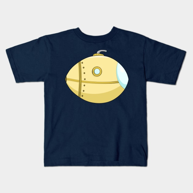 Cute Yellow Submarine Illustration Kids T-Shirt by PandLCreations